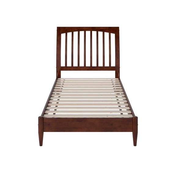 HomeStock Earthy Elements Twin Solid Wood Low Profile Sleigh Platform Bed in Walnut