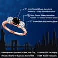 thumbnail image 2 of Gem Stone King 18K Rose Gold Plated Silver Black Diamond and White Moissanite Engagement Ring for Women | 2.05 Cttw | Round 6MM | Gemstone April Birthstone | Size 6, 2 of 7