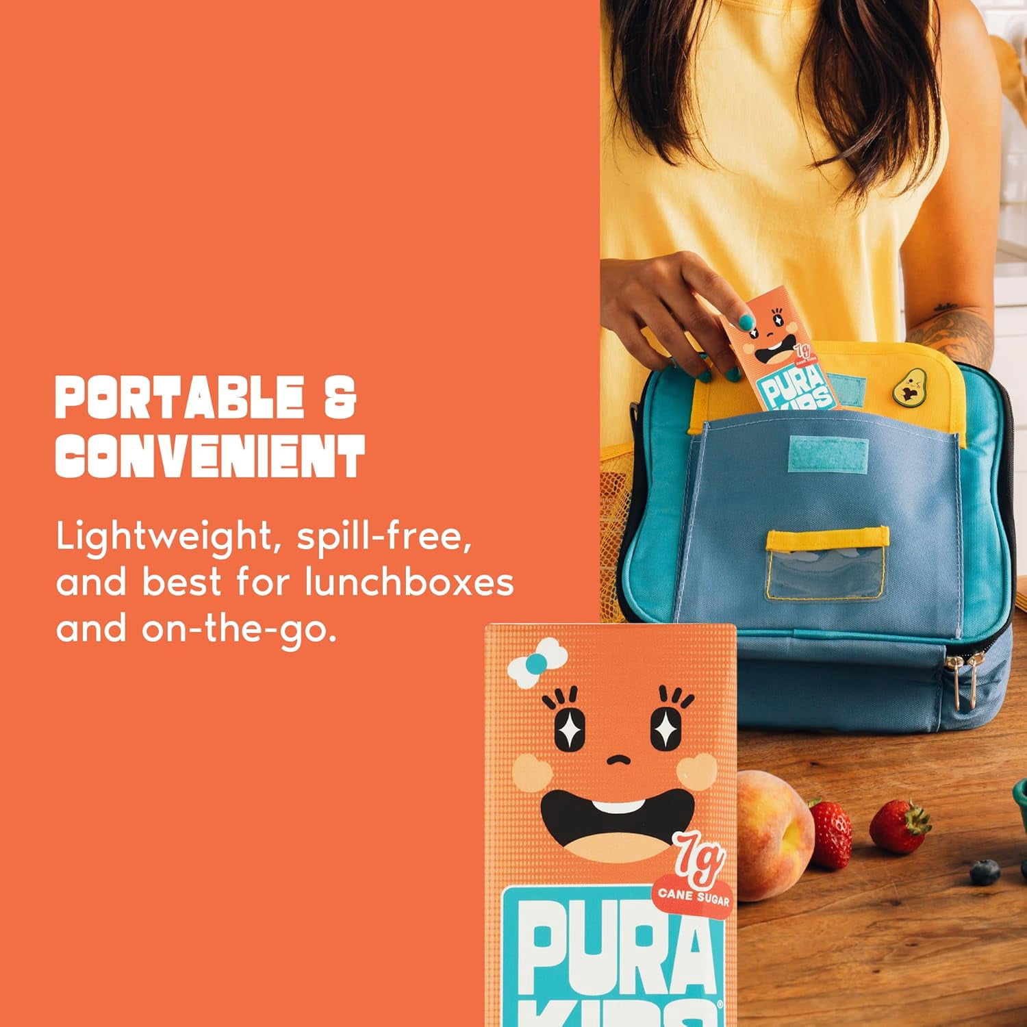 PURA Kids Box | Peach Fruit extract infused Drink for kids | 7g Pure Cane Sugar | Non-GMO | Vegan, No Artificial Sweeteners | Best Lunchbox Beverage with Paper Straw | 6.67 fl oz (200ml) Pack of 24
