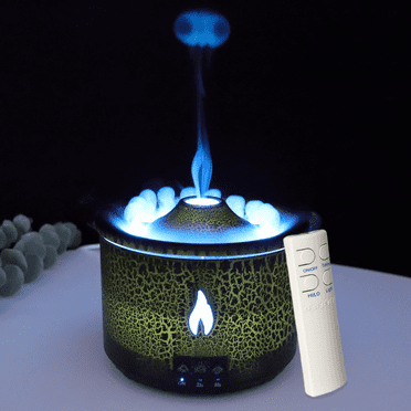 MEHOOM 300ml Cool Mist Volcano Humidifier, Essential Oil Diffuser Clearance with Remote and 2-Color Light
