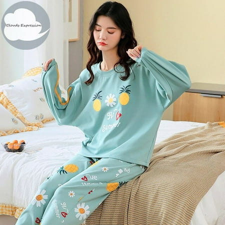 

QWZNDZGR Spring Autumn Women s Sleep Lounge Pajama Long Sleeved Woman Pajama Set Cartoon Pyjamas Cotton Sleepwear M L XL XXL XXXL Fashion