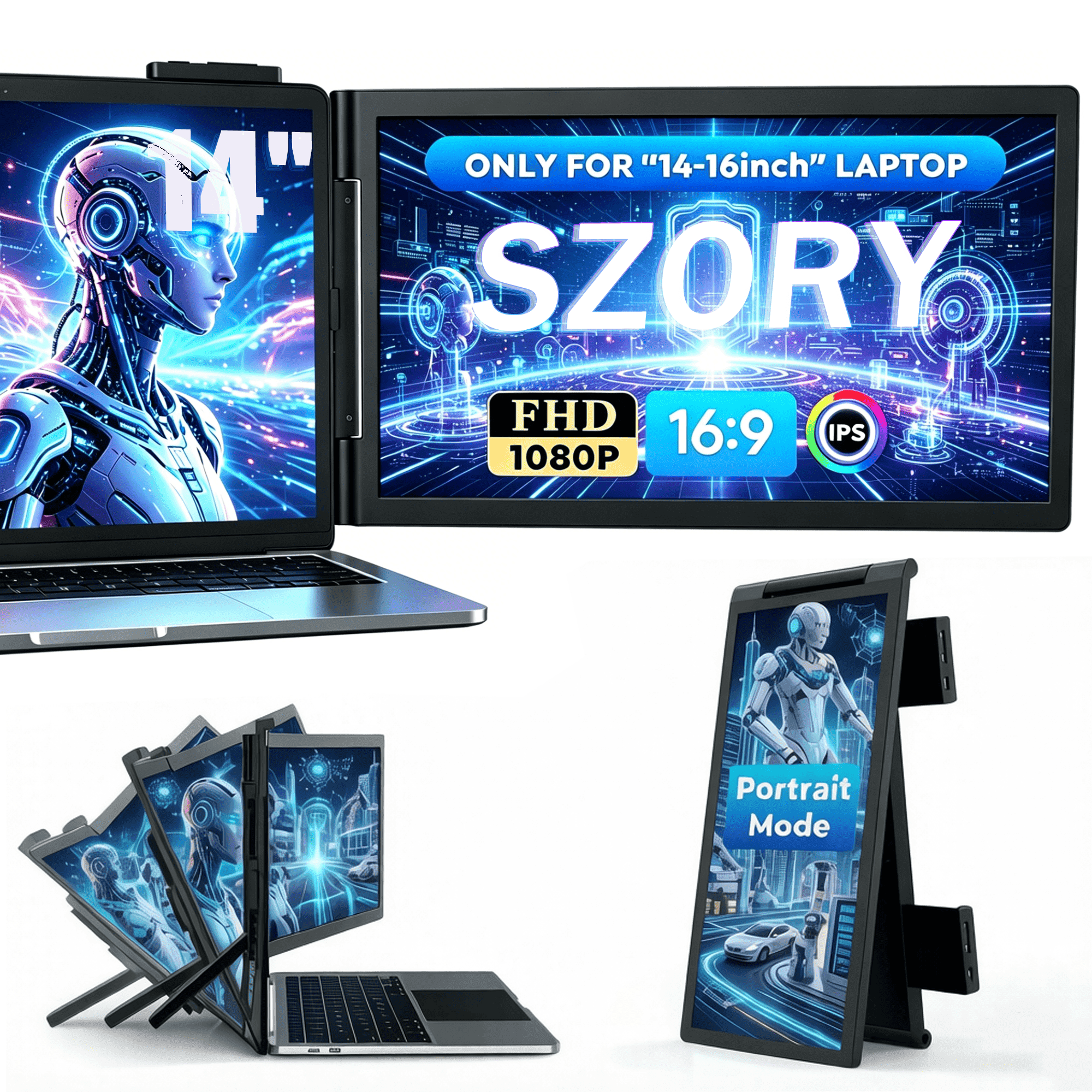 UPERFECT 18 Inch 144HZ Portable Gaming Monitor,2K 2560x1600 QHD