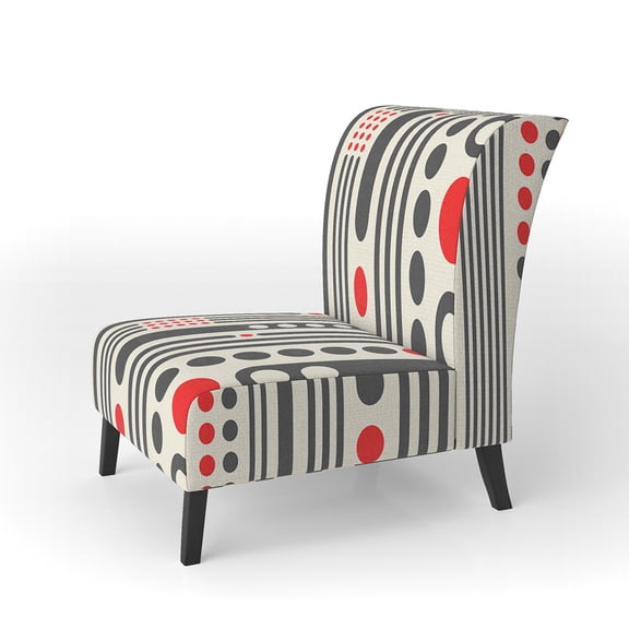 Designart "Retro Geometrical Abstract Minimal Pattern II" Upholstered Mid-Century Accent Chair - Arm Chair
