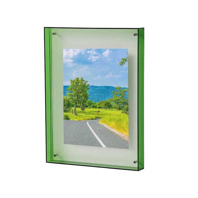 Hyasfey Floating Photo Frame Horizontal Vertical Neon Acrylic Home Gallery Office Wall Mount Desktop Standing Decorative Picture Poster Display Frame