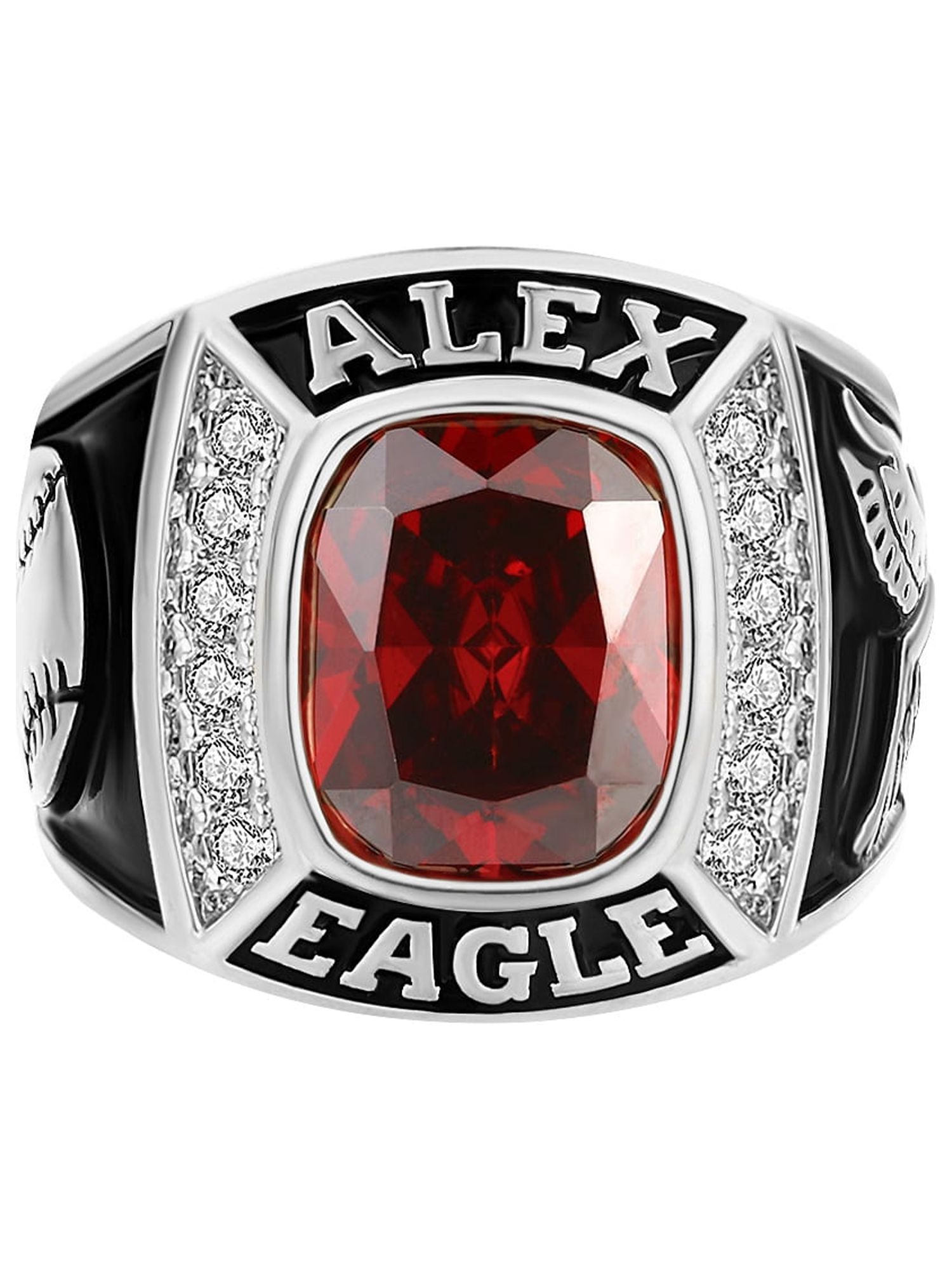Order Now for 2025 Graduation, Freestyle Men's CZ Square Birthstone Class Ring, Personalized, High School or College