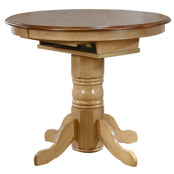 Sunset Trading Brook 42" Round Extendable Butterfly Wood Pub Table in Cream