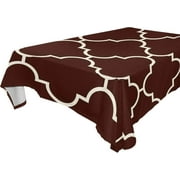 SKYSONIC 60”x90" Square Tablecloth with Deep Brown Gold Grid Lantern Shapes Prints, Anti-Wrinkle and Smooth Table Cloth for Kitchen/Home Decoration