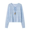 thumbnail image 6 of Asxite Women Summer Tops Long Sleeve Knit Crochet Cover Up Beach Swimsuit Bikini Solid Sheer Shirts, 6 of 7