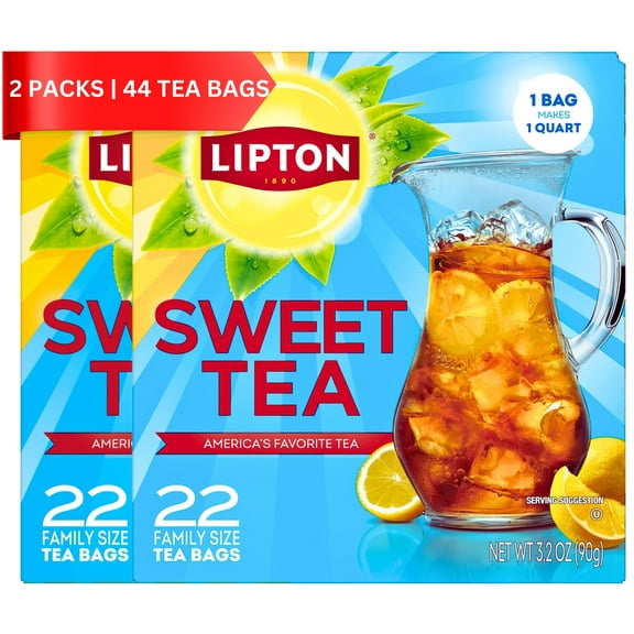 Lipton Southern Sweet Iced Tea Bags 22 Count Family Size (Pack of 2)