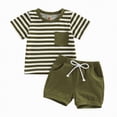 thumbnail image 4 of kpoplk Toddler Kids Boys Clothes 3T-5T 2Pcs Summer Outfits Short Sleeve T-Shirt and Casual Shorts Dinosaur Truck Print(Green,6-12 M), 4 of 4