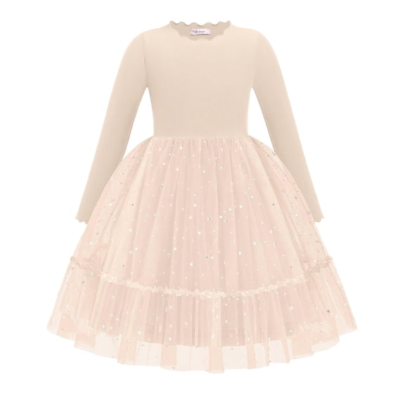 Arshiner Toddler Girls Tutu Tulle Dress Fall Winter Long Sleeve Party Dresses | Star Sequin Birthday Princess Formal Fancy Princess Dress