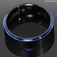 thumbnail image 4 of Tungsten Rings for Men Wedding Bands for Him Womens Wedding Bands for Her 6mm Black Brushed Blue Stripe, 4 of 9