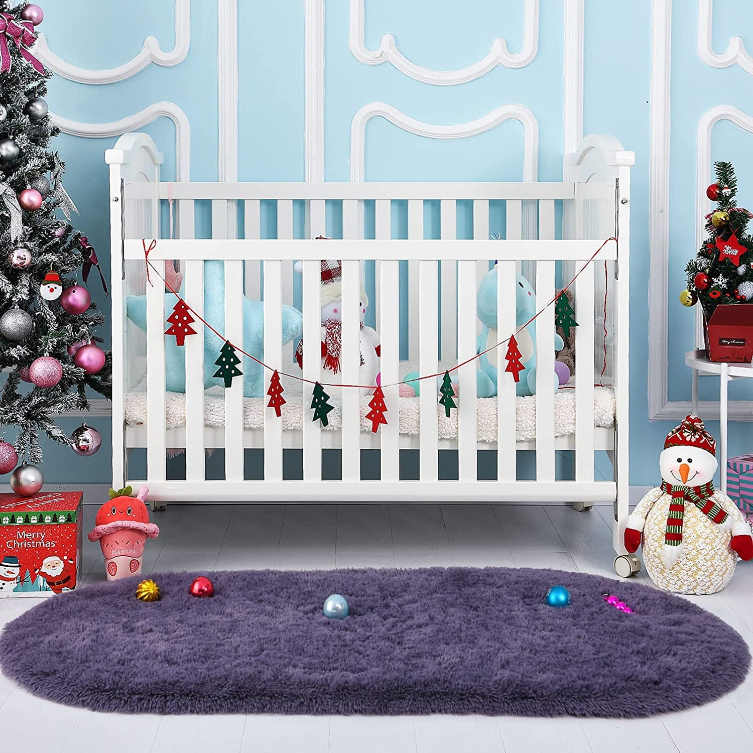 Arogan Ultra Soft Fluffy Bedroom Rugs For Kids,2.6'x5.3',Grey Purple
