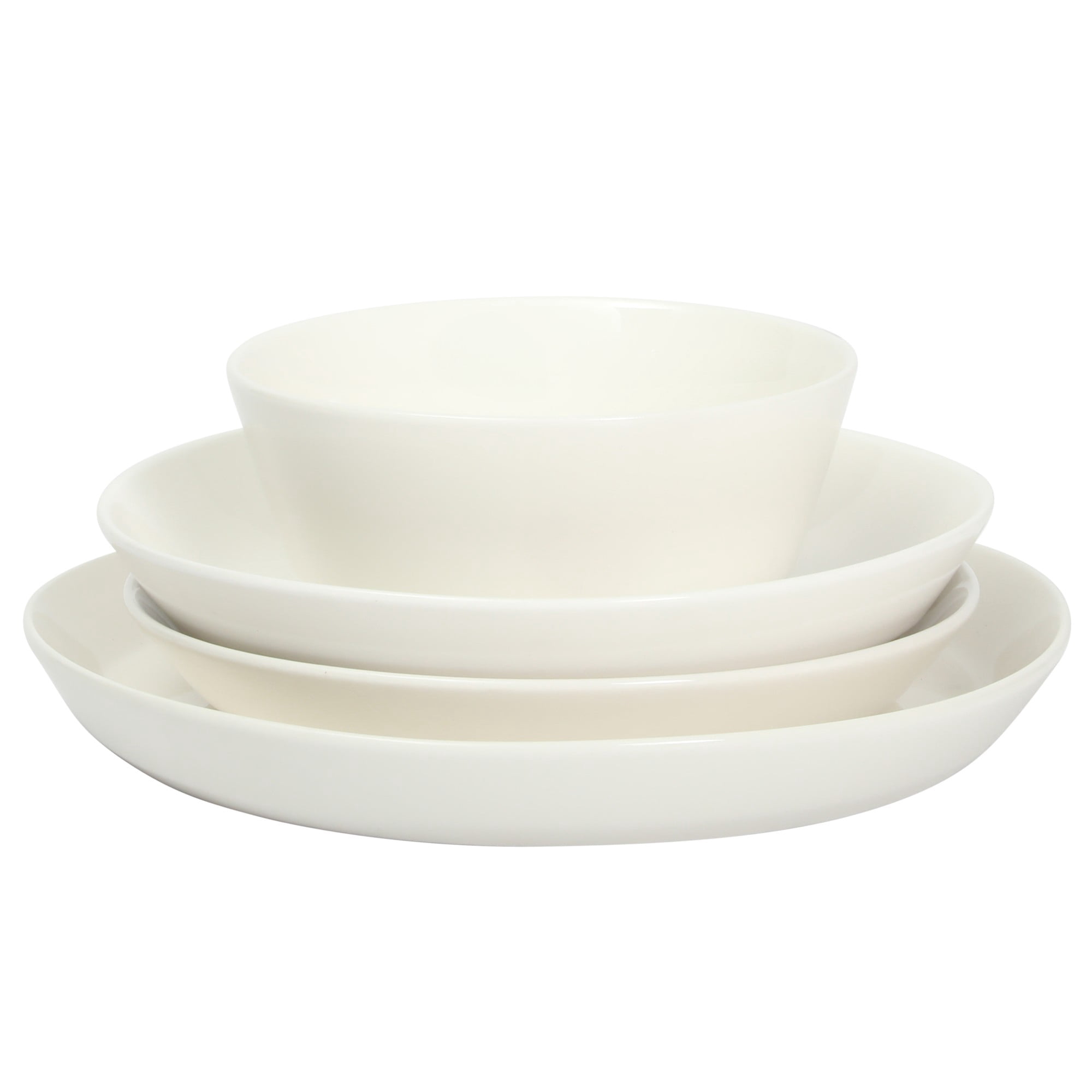 Gibson Home Summer Shades 16 Piece Plates and Bowls Dishes Service for 4 Porcelain Dinnerware Set - White
