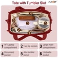 thumbnail image 5 of SUOSDEY Corduroy Tote Bag with Laptop Compartment&Cup Holder,Multipocket Work Tote for College,Teacher,Travel Crossbody Handbag, 5 of 7