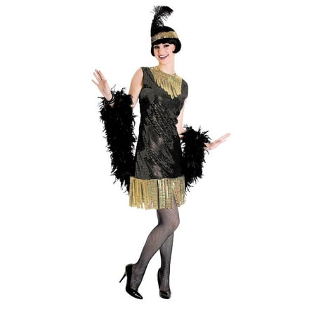 Paper Magic 20s Art Deco Flapper Costume Black/Gold Small