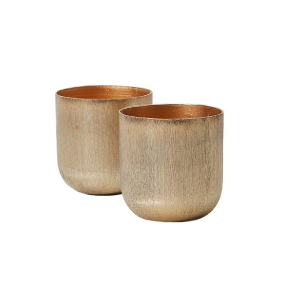 Serene Spaces Living Set of 2 Brushed-Gold Vases