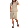 thumbnail image 3 of Ihhxva Women's Cotton Linen Lounge Set with Pockets Casual Relaxed Short Sleeve Shorts Summer Vacation Loungewear Two Piece Soft Breathable Loose Fit S-2XL, 3 of 6