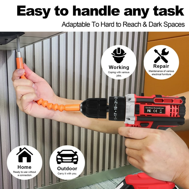 21V Cordless Combi Drill Set Electric Impact Driver Screwdriver 3.0 Ah Battery 3 8 Inch Keyless Chuck 25 1 Torque Setting 2 Speed 1500RPM LED Light Walmart