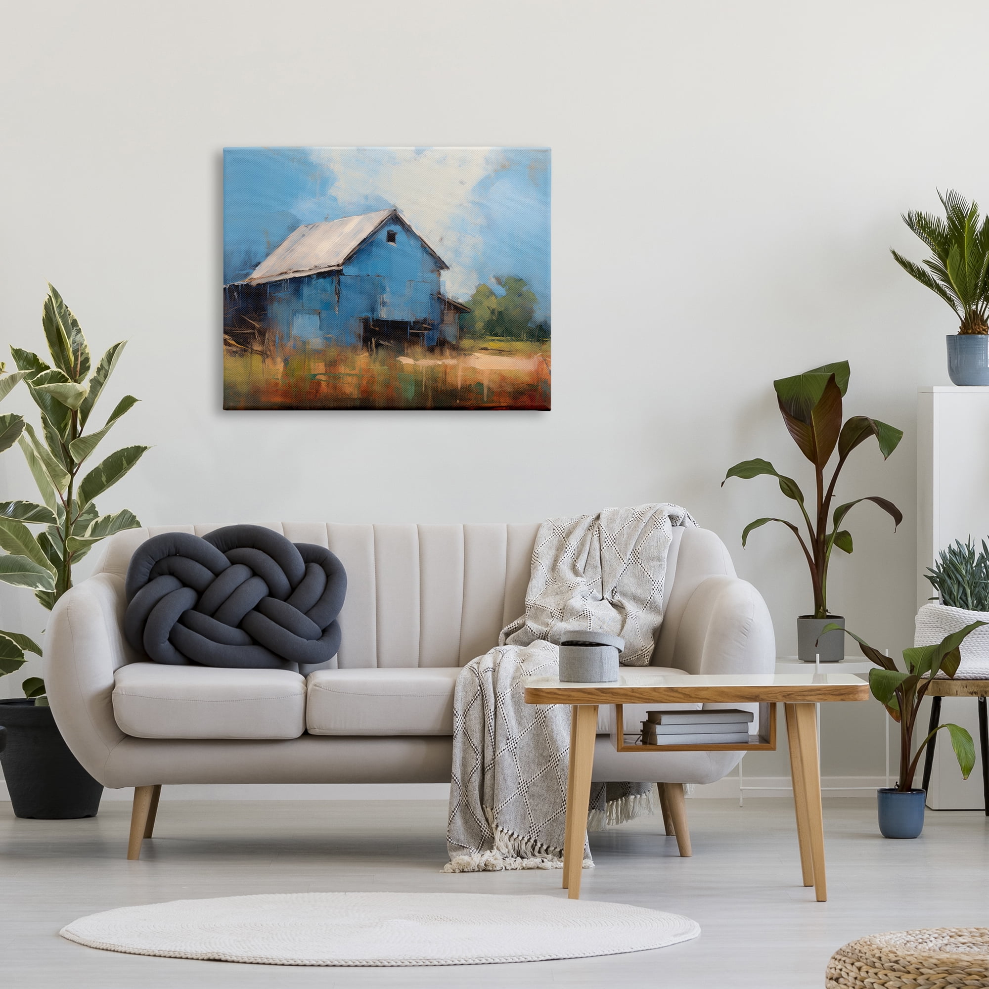 Stupell Industries Modern Barn Painting Travel & Places Painting Gallery Wrapped Canvas Art Print Wall Art, 40 x 30