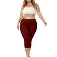 thumbnail image 2 of frariair ​Womens Extended Size Performance Capris Compression High Waist Knee Length Yoga Leggings Active Comfort Gym Wear​ Red, 2 of 8