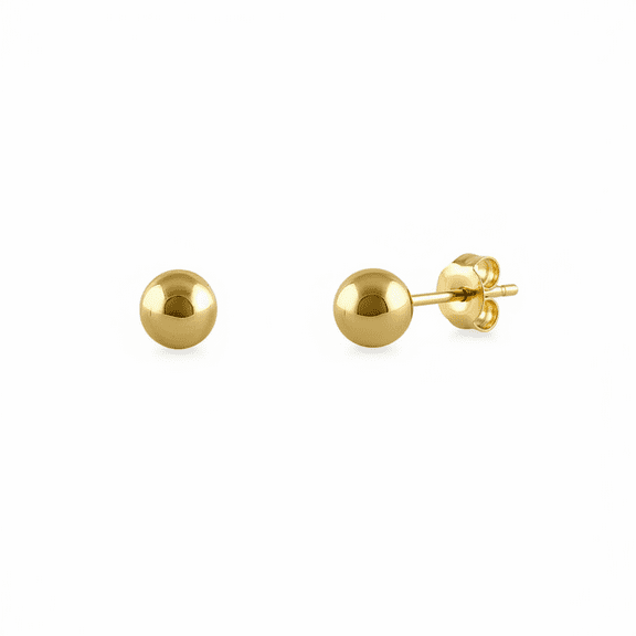 Vinali 14K Solid Gold Small Ball Stud Earrings - 4.0mm
