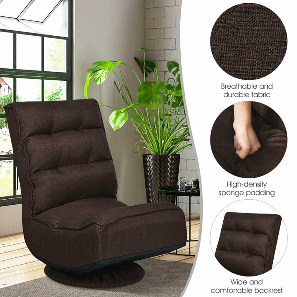 Finihen Folding Lazy Sofa Chair, Floor Chair, 5-Position Folding Floor Gaming Chair, for Living Room, Bedroom, for Gaming, Reading, Brown Finihen Folding Lazy Sofa Chair, Floor Chair, 5-Position Folding Floor Gaming Chair, for Living Room, Bedroom, for Gaming, Reading, Brown