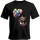 thumbnail image 1 of Camisetas casuales de manga corta con globos de colores y mapaches para hombre. Camisetas gráficas., 1 of 8