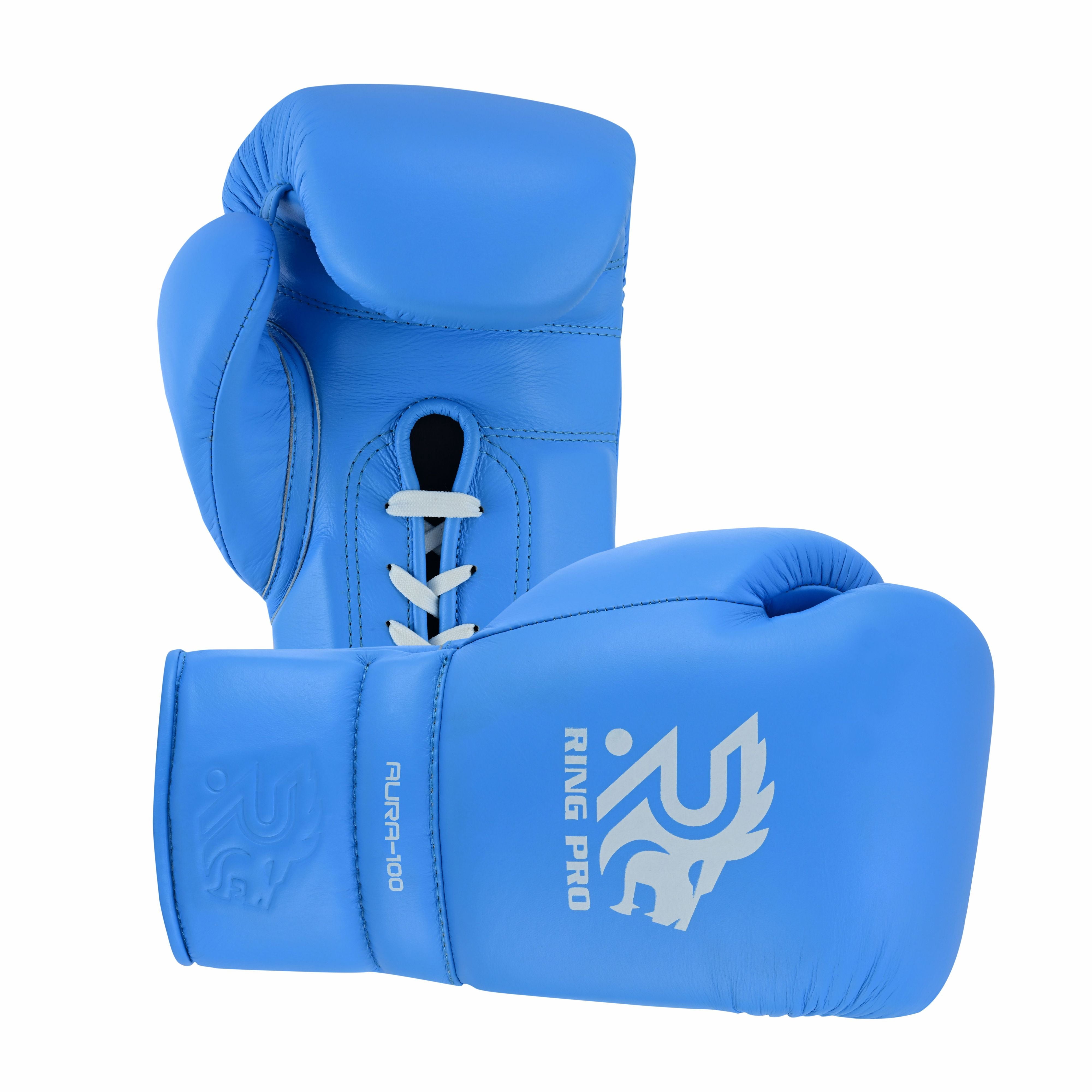 Ring Pro Sports Aura-100 Series Boxing Glove Made of Genuine Cowhide Leather for Boxing & MMA - Cyan 12 oz