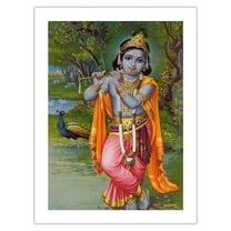 Lord Krishna - Hindu Deity - India - Vintage Religious Art - Bamboo Fine Art 290gsm Paper (Unframed) 12x16in