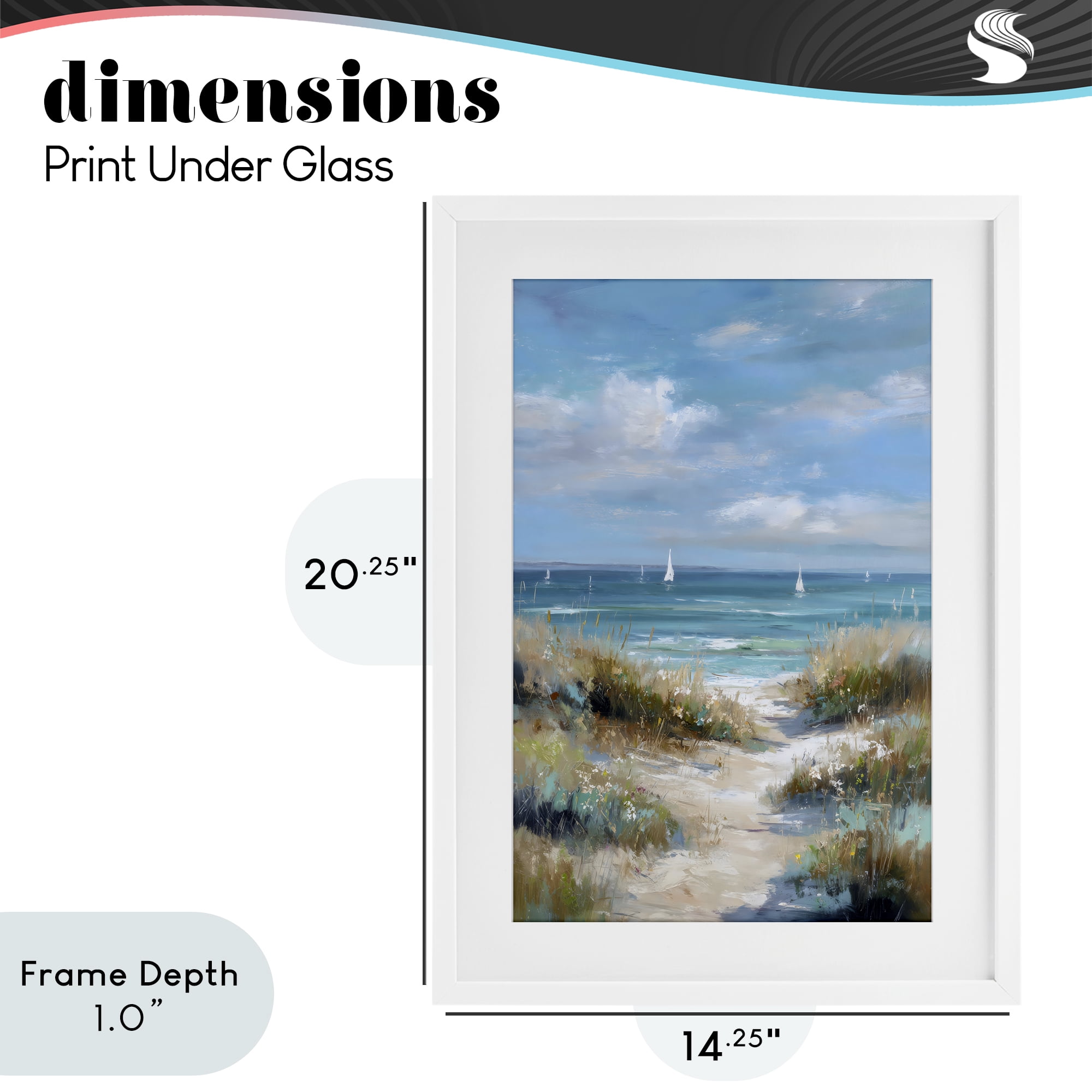 Stupell Industries Sailboat Path Impression White Framed Print Under Glass, design by Petal Prints Design