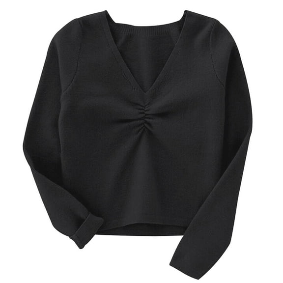 Hjtefg Girls' Velvet Dance Sweater - Warm Ballet Wrap Top for Autumn Winter,Color: Black Size: 5-6 Years