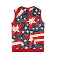 thumbnail image 4 of Men's Patriotic Star Stripes Sleeveless V-Neck Tank Top American Flag Inspired Knitwear For Celebrations, 4 of 5