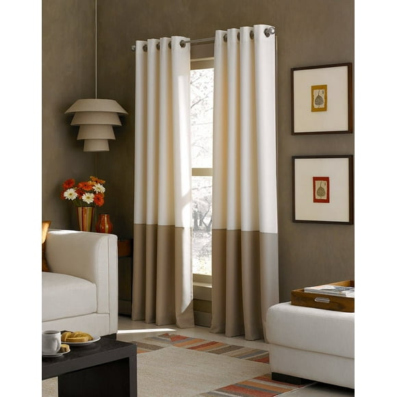 Panel de cortina Curtainworks Kendall Color Block, 213 cm, color marfil/marrón