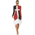 thumbnail image 2 of CHICTRY Womens Asymmetrical Praise Worship Dance Dress Color Contrast Long Sleeve Church Liturgical Dress Red&Black S, 2 of 5