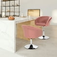 thumbnail image 3 of Gymax Ensemble de 2 Chaises Modernes en Velours Tabouret de Bar à Hauteur Réglable Pivotant à 360° Rose, 3 of 10
