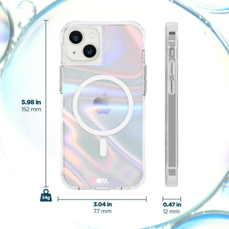 Case-Mate - Soap Bubble Hardshell Case w/ MagSafe w/ Antimicrobial for iPhone 13 - Iridescent