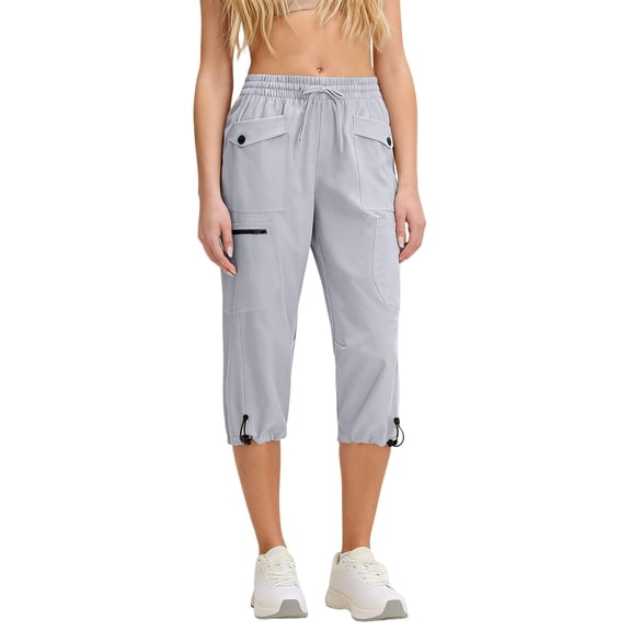 Nmnitkp Womens Capris with Pockets Loose Fit Casual Capri Pants Dressy Lightweight Ladies Baggy Cargo Pants for Hiking