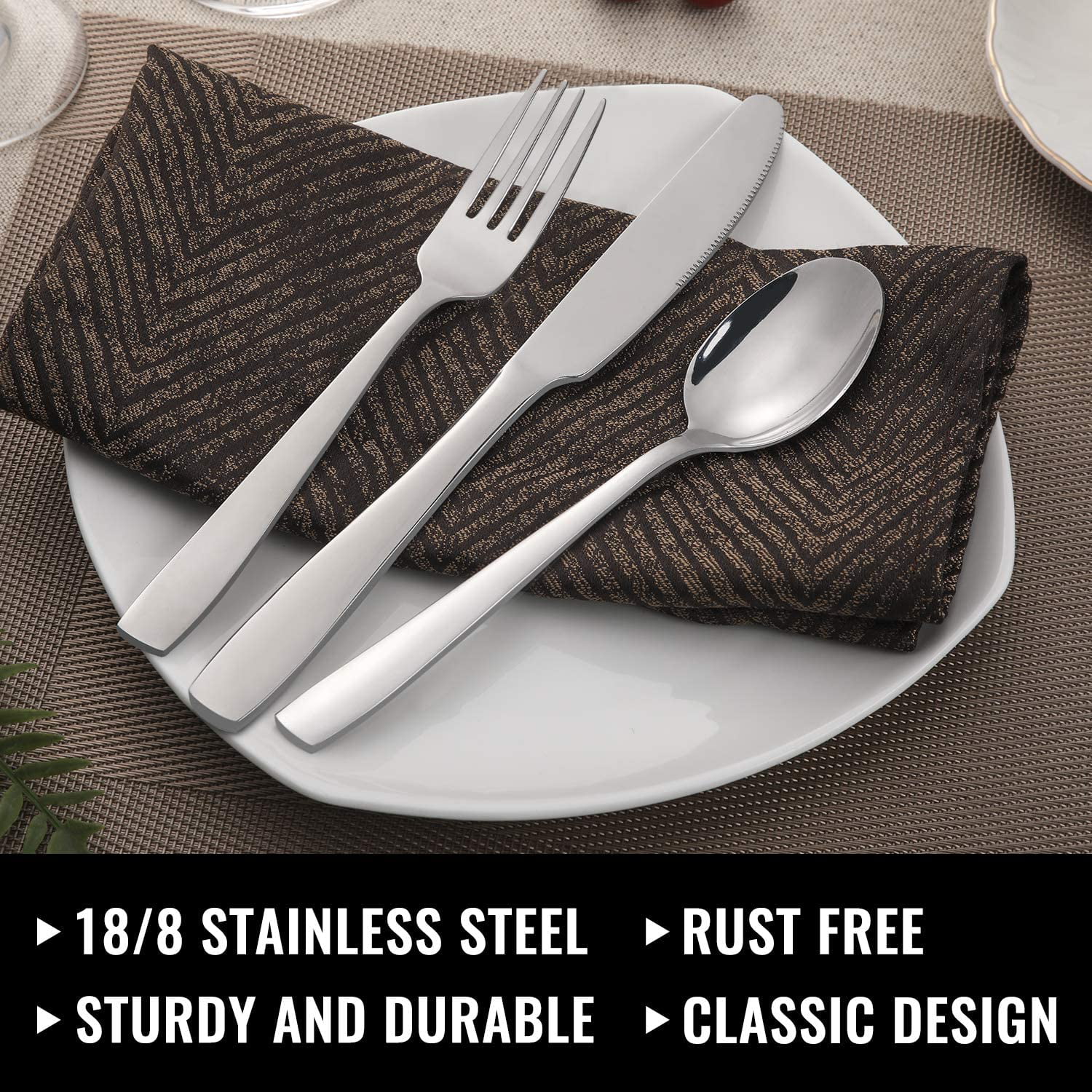48 Pcs Silverware Set Stainless Steel Polished Flatware Cutlery Service for 12 