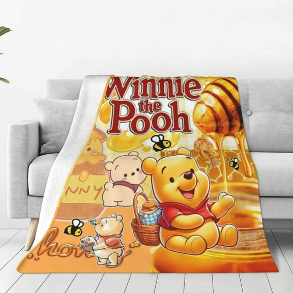 Winnie The Pooh Blanket Cute Character All Season Warm Fuzzy Plush Throw Blankets Soft Flannel Blankets for Couch Chair Bed Travel Home Decor 40"X30"