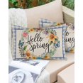 thumbnail image 4 of Waterproof Outdoor Throw Pillows with Inserts 12"x20" Set of 2,Hello Spring Decorative Pillowcases for Couch Bedroom,Farmhouse Floral Eucalyptus Wood Plaid Burlap Pillow Covers for Sofa Living Room, 4 of 8