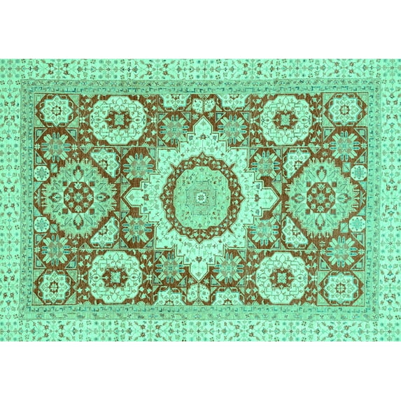 Ahgly Company Indoor Rectangle Abstract Turquoise Blue Modern Area Rugs, 5' x 8'