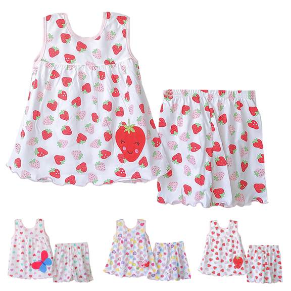 Lovzfmll 2-Piece Girl's Dress & Shorts Set, Sleeveless Top & A-Line Skirt & Shorts, Casual Outfits for Toddler 1-2 Years