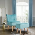 thumbnail image 2 of Topbuy Velvet Armless chair & Ottoman Set Leisure Sofa Chair with Footstool Green, 2 of 8