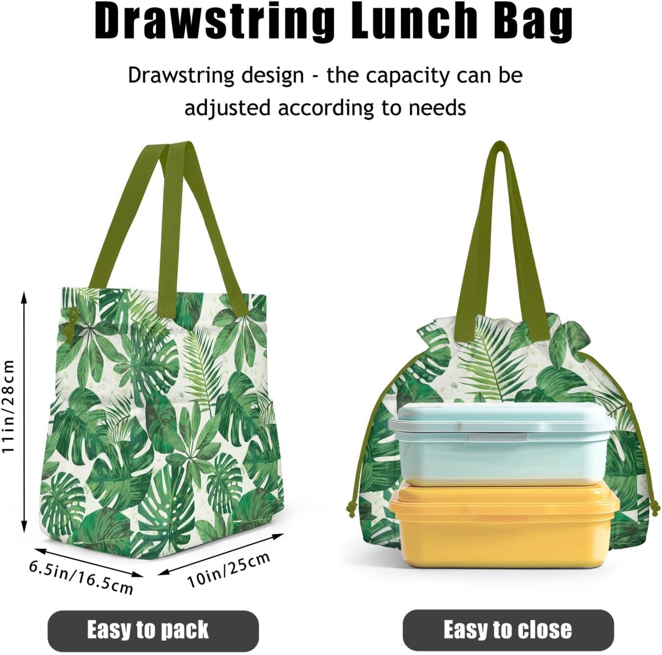 Lunch Bag for Women Insulated Womens Drawstring Lunch Bag for Work, Stain-Resistant Large Lunch Box for Women with Containers, Cinch Closure Cromwell Bag Black Man Reusable Lunch Bag Office