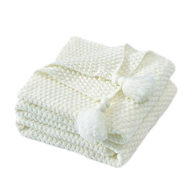 Manta tejida para sofá, sillón y cama. Acogedora manta para siesta en la oficina. Para uso en interiores. Suave y decorativa. Ideal para sala de estar, dormitorio o viajes. Funda acrílica