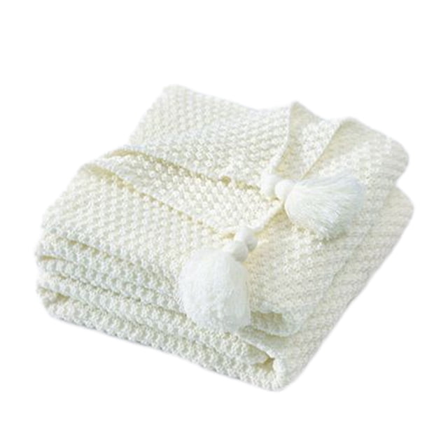 White Sofa Blanket Wind Fringe Blanket Knitted Blanket Office Conditioning Nap Blanket Cover Blanket Sofa Blanket