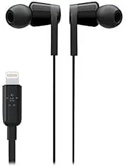 Belkin SoundForm Headphones - Wired In-Ear Earphones With Microphone- iPhone Headphones - Apple Wired Earbuds For iPhones & iPads With Lightning Connector (Black)