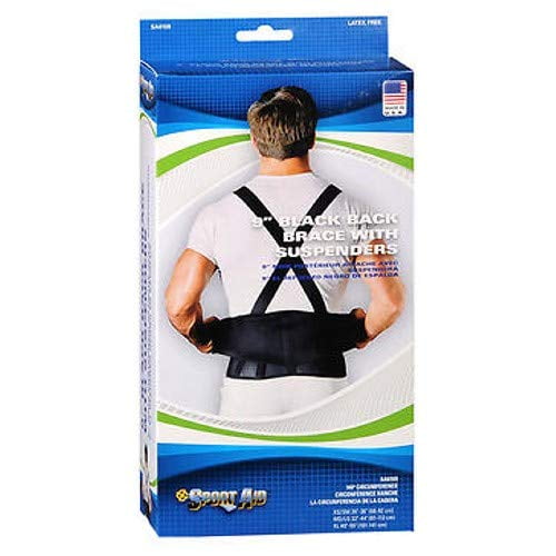 Sport‑Aid 9" Black Back Support with suspenders X-Large Hips 40-55"
