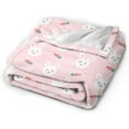 thumbnail image 3 of Cute Pink Bunny Floral Blanket, Soft Lightweight Fluffy Bunny Flannel Throw Blanket for Couch Sofa Bed Decor, Rabbit Gifts 40"X50" Blanket, 3 of 7